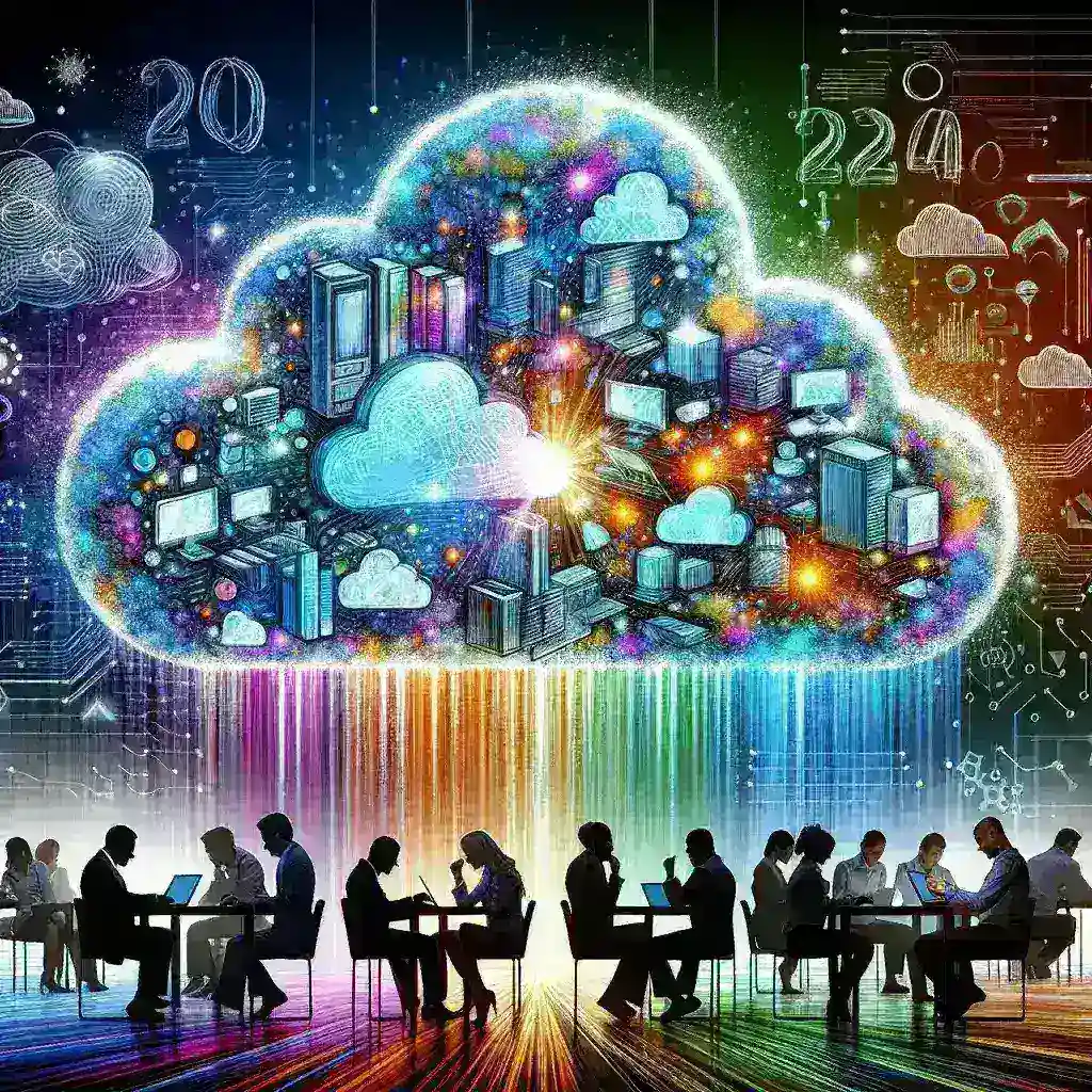 "Cloud computing infrastructure powered by AWS, showcasing data centers and digital resources essential for shaping the future cloud footprint over the next decade."