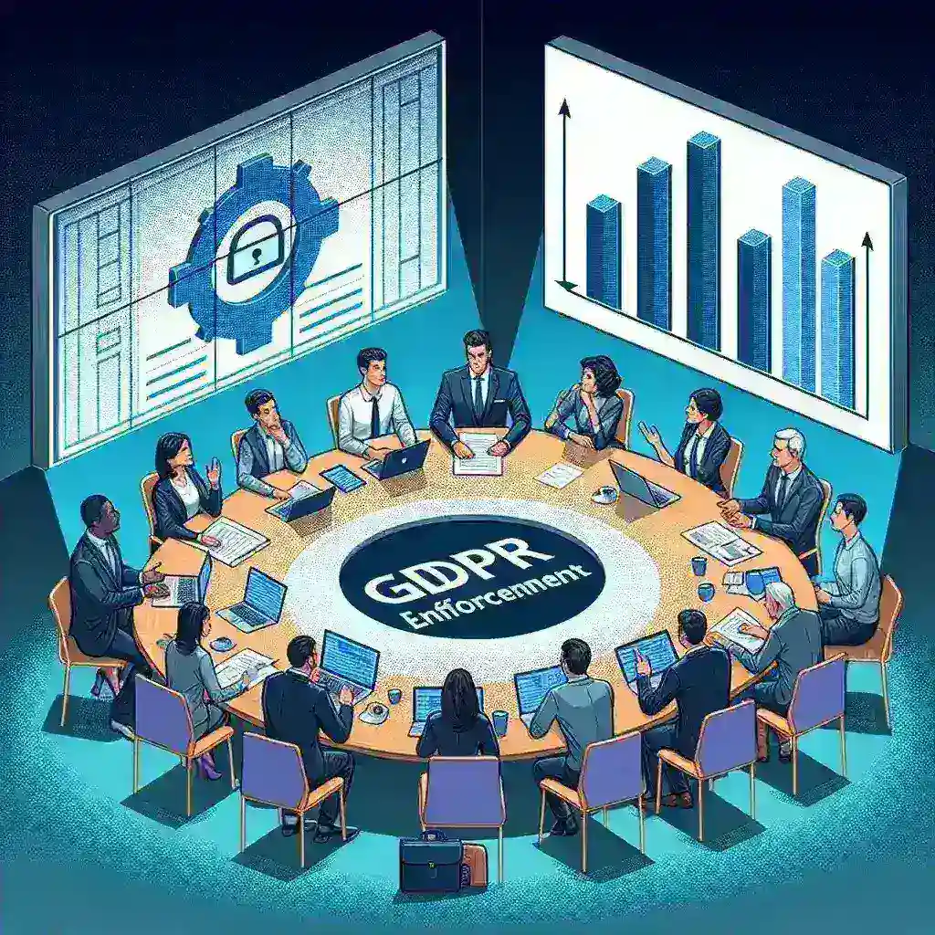 "Speaker presenting at a conference on GDPR enforcement of AI regulations, highlighting key points on data privacy and compliance."